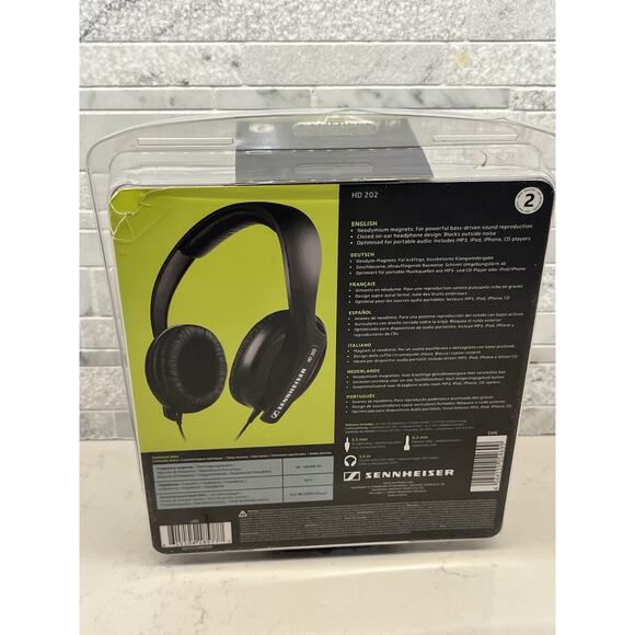 Sennheiser HD 202 Headphones On-Ear Closed Back Powerful Bass Black - Amazing - Picture 2 of 2